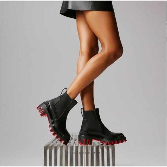 Christian Louboutin Black Leather Marchacroche Dune Boots - Picture 1 of 16